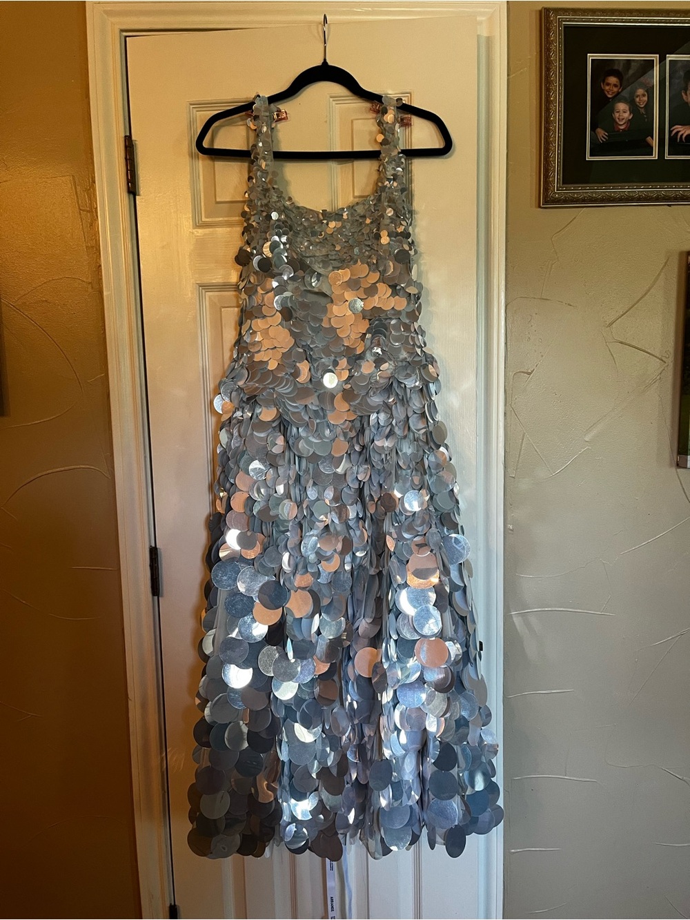 ASOS arranged embellished sequin dress in icy blue - Picture 4 of 7